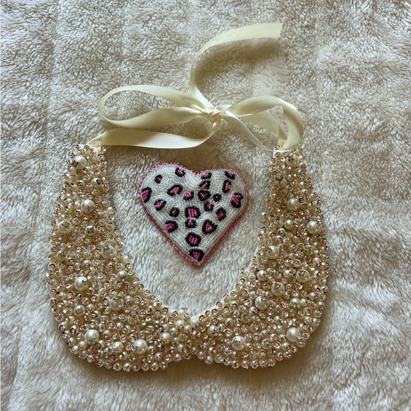 Ladies Detachable False Collar with Rhinestones and Faux Pearls - Picture 4 of 9